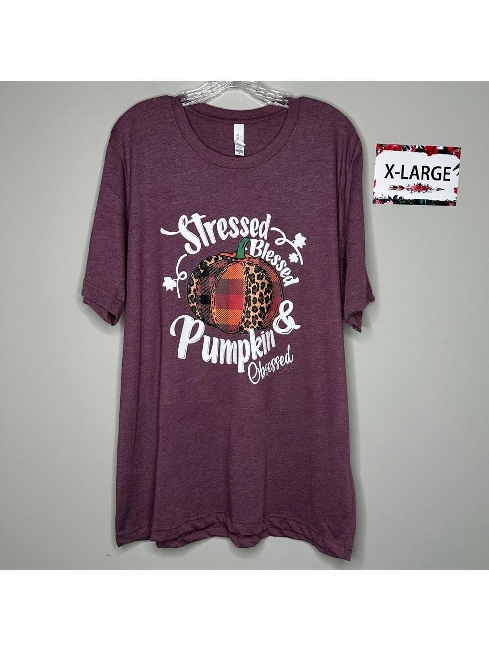 Stressed Blessed Pumpkin Obsessed XL shirt L&B Life